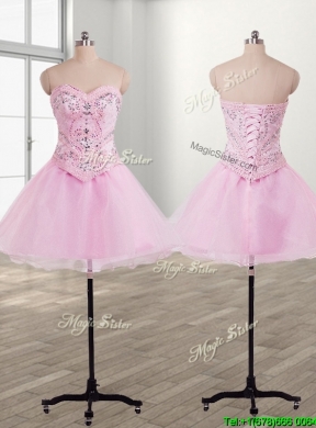 Lovely Baby Pink Detachable Quinceanera Dress with Beading and Ruffles