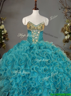 Romantic V Neck Quinceanera Dress with Beading and Ruffles for Winter