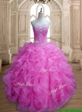 Cheap Lilac Big Puffy Quinceanera Dress with Beading and Ruffles