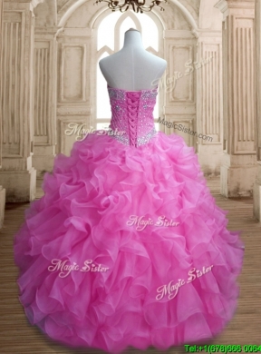 Cheap Lilac Big Puffy Quinceanera Dress with Beading and Ruffles