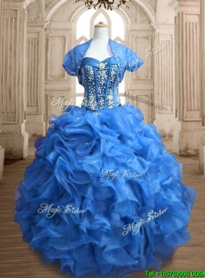 Discount Big Puffy Organza Quinceanera Dress with Beading and Ruffles