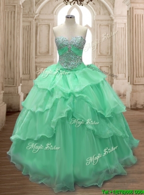 Gorgeous Big Puffy Sweet 16 Dress with Beading and Ruffled Layers