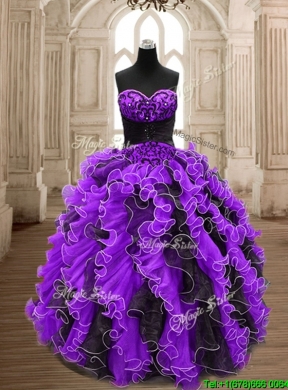 Latest Big Puffy Beading and Ruffles Quinceanera Dress in Organza