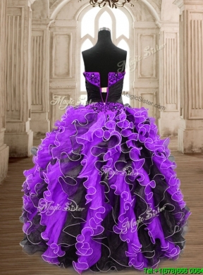 Latest Big Puffy Beading and Ruffles Quinceanera Dress in Organza