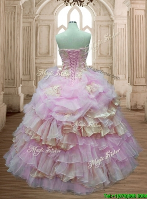 Lovely Organza Sweet 16 Dress with Ruffled Layers and Appliques