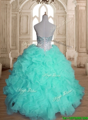 Pretty Apple Green Sweet 16 Dress with Beading and Ruffles for Spring