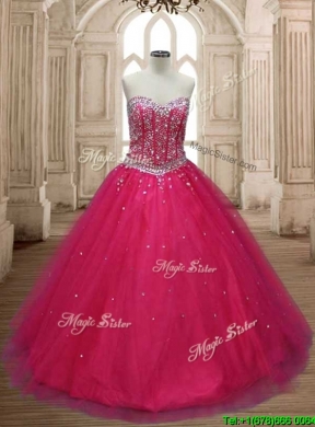 Wonderful A Line Hot Pink Detachable Quinceanera Dress with Beading