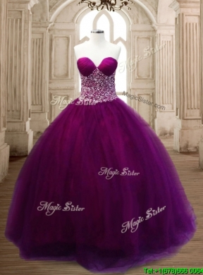 Fashionable A Line Burgundy Sweet 16 Dress with Beading for Spring