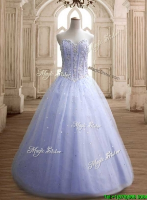 Hot Sale Beaded Bodice Tulle Quinceanera Dress in Lavender