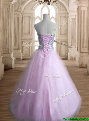 Romantic A Line Lavender Sweet 16 Dress with Beading for Spring