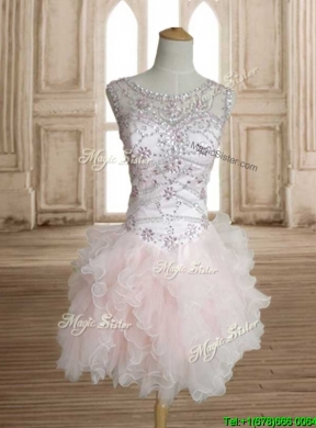 Wonderful Scoop Beading and Ruffles Detachable Quinceanera Dress in Baby Pink