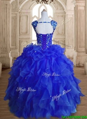 Gorgeous Royal Blue Straps Quinceanera Dress with Beading and Ruffles