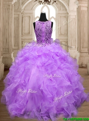 Popular Scoop Big Puffy Quinceanera Dress with Beading and Ruffles