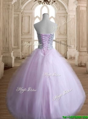 Discount Beaded Bodice Tulle Quinceanera Dress in Baby Pink