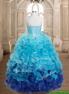 Fashionable Gradient Color Quinceanera Dress with Beading and Ruffles