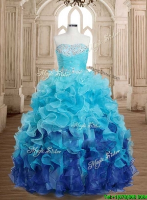 Fashionable Gradient Color Quinceanera Dress with Beading and Ruffles