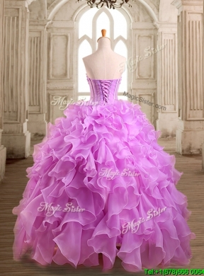 Lovely Applique and Beaded Organza Quinceanera Dress in Lilac