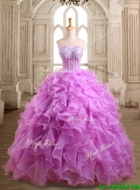 Lovely Applique and Beaded Organza Quinceanera Dress in Lilac