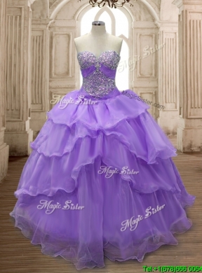 Pretty Big Puffy Ruffled Layers and Beading Sweet 16 Dress in Organza