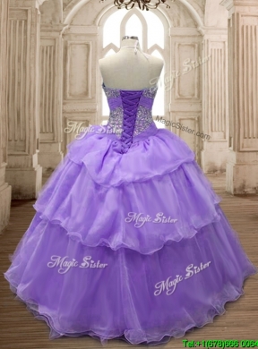 Pretty Big Puffy Ruffled Layers and Beading Sweet 16 Dress in Organza