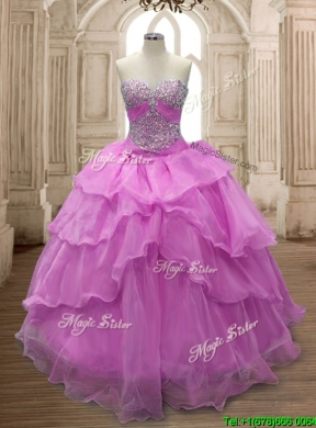 Sweet Beaded and Ruffled Layers Quinceanera Dress in Lilac for Spring