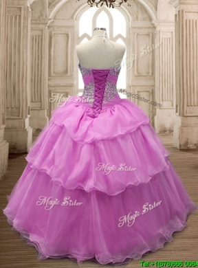 Sweet Beaded and Ruffled Layers Quinceanera Dress in Lilac for Spring