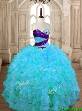 Unique Baby Blue Quinceanera Dress with Beading and Ruffles