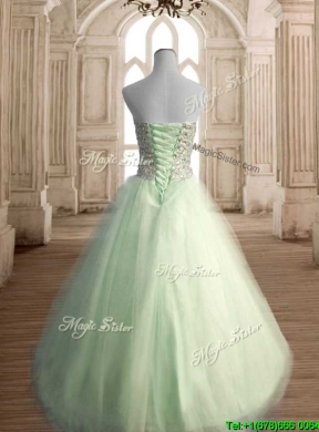 Classical Beaded Bodice Tulle Quinceanera Dress in Apple Green