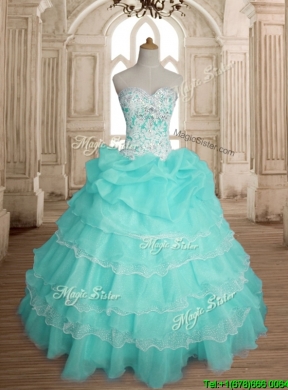 Comfortable Beaded and Ruffled Layers Sweet 16 Dress in Organza