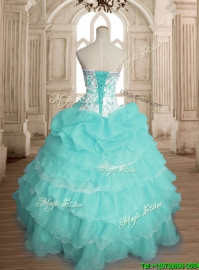 Comfortable Beaded and Ruffled Layers Sweet 16 Dress in Organza