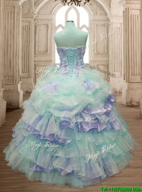 Hot Sale Ruffled Layers and Applique Quinceanera Dress with Big Puffy