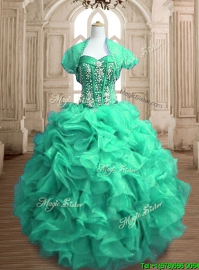 Perfect Beaded and Ruffled Sweet 16 Dress in Spring Green