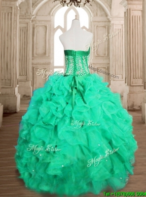 Perfect Beaded and Ruffled Sweet 16 Dress in Spring Green