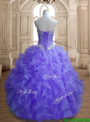 Romantic Organza Beading and Ruffles Quinceanera Dress in Lavender