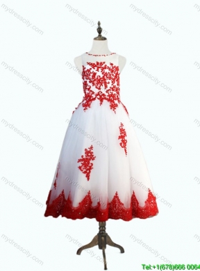 Lovely Beaded and Appliques Little Girl Pageant Dresses in White and Red