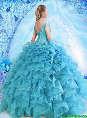 2017 Elegant Beaded and Ruffled Quinceanera Dress in Baby Blue