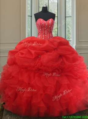 2017 Elegant Visible Boning Bubble Quinceanera Dress with Beading and Ruffles