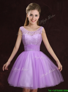 2017 Fashionable Lilac Short Prom Dress with Lace and Ruching