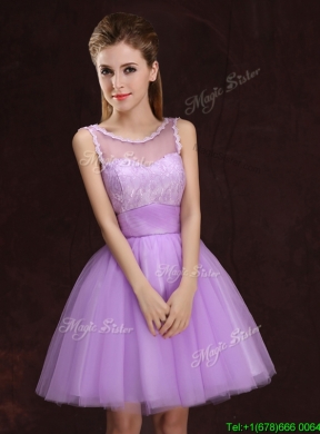 2017 Fashionable Lilac Short Prom Dress with Lace and Ruching