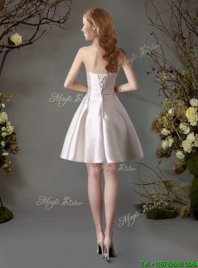 Perfect Applique and Bowknot Champagne Short Dama Dress for Summer