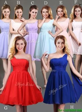 Best Selling Empire Chiffon Beaded Top and Ruched Prom Dress in Pink
