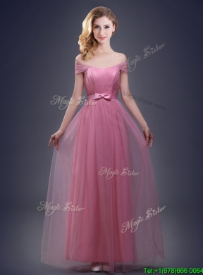 New Arrivals Empire Red Long Prom Dress with Bowknot and Ruching