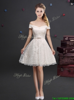 Pretty Applique and Laced Champagne Prom Dress in Knee Length