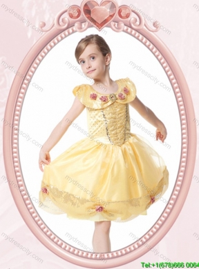 Elegant Ball Gown Scoop Button Halloween Little Girl Pageant Dress with Beading and Handcraft