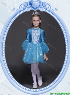 Halloween Classical Long Sleeves Short Little Girl Pageant Dress in Tulle and Taffeta