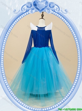 Halloween Lovely Baby Blue Little Girl Pageant Dress with Embroidery and Beading