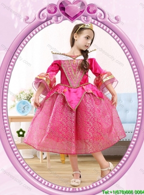 Halloween Popular Hot Pink Little Girl Pageant Dress with Sequins