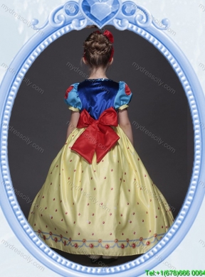 Halloween Pretty A Line Belted and Bowknot Yellow Little Girl Pageant Dress in Printing