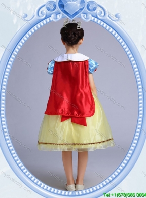Halloween Sweet Short Sleeves Yellow Bowknot Little Girl Pageant Dress in Organza