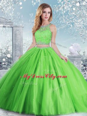 Scoop Sleeveless Clasp Handle Quince Ball Gowns Tulle